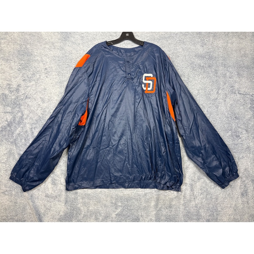 Starter Mens XXL Navy San Diego Padres Windbreaker Vintage MLB Pullover